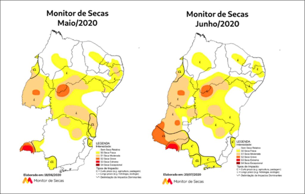 Entre maio e junho, o estado registrou seca em 75,78% de seu território, o menor percentual desde agosto de 2015. Além disso, a severidade do fenômeno foi menor com a redução da área com seca moderada.