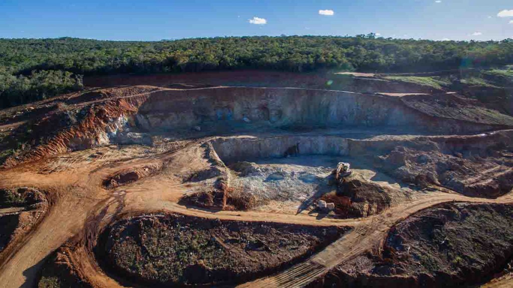 As atividades de mineração na Unidade foram paralisadas em 2015, após a exaustão do processo de extração a céu aberto da primeira área que foi lavrada, a Mina Cachoeira. Foto INB / divulgação.
