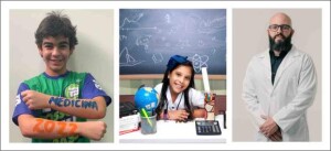 Caio Temponi (15 anos), Nicolle Peixoto (09 anos) e Fabiano de Abreu Agrela (41 anos). (Fotos: Divulgação /MF Press Global - montagem nossa).