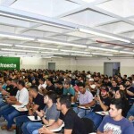 No Auditório Azaleia, no campus 2 da Unoeste, em Presidente Prudente, calouros e veteranos se juntaram para fortalecimento da campanha ainda durante este primeiro semestre de 2024. (Foto: Homéro Ferreira)