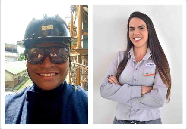 Neste mês das mulheres, as histórias de Jessica, operadora de alto forno; Rhayssa, gerente-executiva, e de Néia, motorista de caminhão, ilustram o quadro de colaboradoras da empresa Aperam. Fotos: Aperam/Divulgação (montagem nossa)