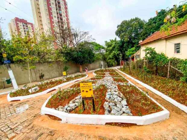 Especialistas defendem que parques alagáveis, biovaletas, telhados verdes e renaturalização de rios e córregos são algumas propostas para tornar áreas urbanas mais adaptadas para absorver a água da chuva. (Divulgação)