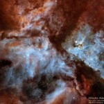 Imagem da Nebulosa Eta Carina, capturada em São Carlos, é a única fotografia brasileira escolhida para livro do observatório inglês. (Imagem: Marcelo Adorna Fernandes / divulgação)