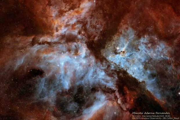 Imagem da Nebulosa Eta Carina, capturada em São Carlos, é a única fotografia brasileira escolhida para livro do observatório inglês. (Imagem: Marcelo Adorna Fernandes / divulgação)