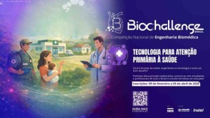 Competição nacional de engenharia biomédica desafia estudantes de todo país a desenvolver soluções tecnológicas para a saúde pública. Levantamento da Serasa Experian e da Saúde Digital Brasil (SDB), de 2025, aponta que 72% das teleconsultas foram solucionadas integralmente em ambiente digital. (Arte: Divulgação)