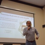 O pesquisador Cláudio Magnabosco mostrou, com dados de pesquisas, os impactos do uso de reprodutores com mérito genético no rebanho. (Foto: Breno Lobato)